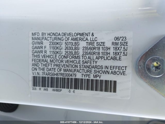 7FARS6H87RE000479 Honda Cr-v Hybrid Sport-l