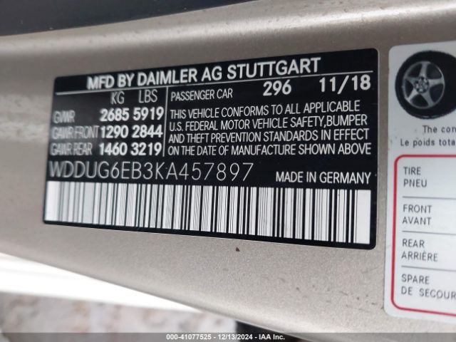 WDDUG6EB3KA457897 Mercedes-Benz S 450 4matic