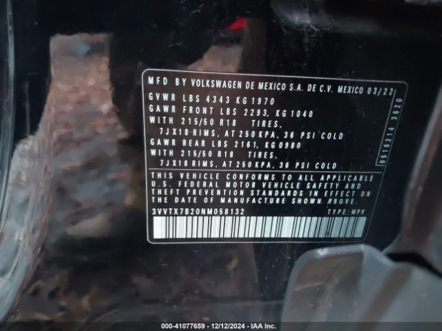 3VVTX7B20NM058132 Volkswagen Taos 1.5t Se