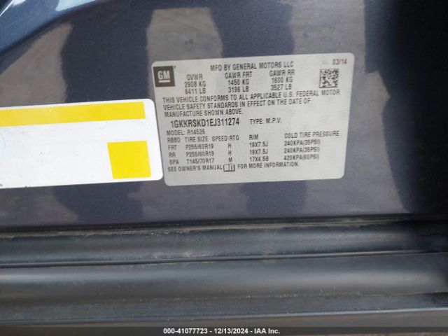 1GKKRSKD1EJ311274 GMC Acadia Slt-2