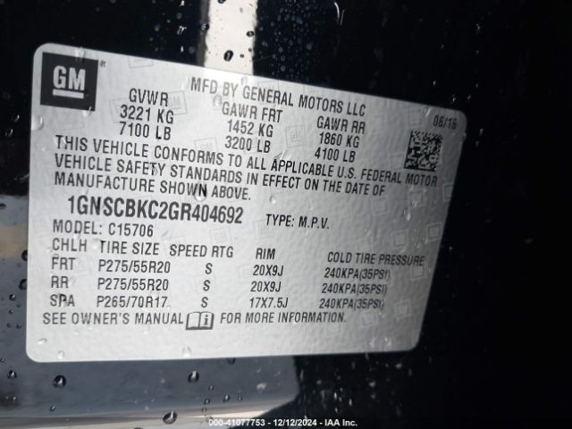 1GNSCBKC2GR404692 Chevrolet Tahoe Lt