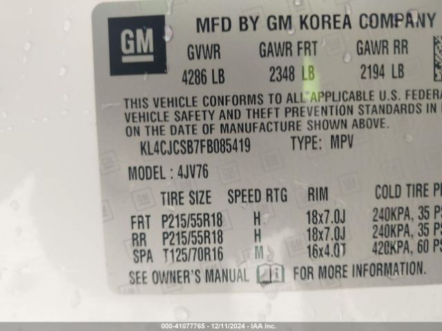 KL4CJCSB7FB085419 Buick Encore Leather