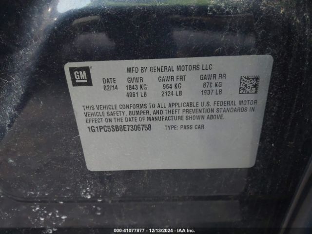 1G1PC5SB8E7306758 Chevrolet Cruze 1lt Auto