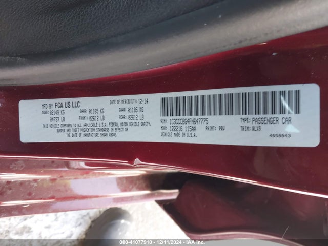 Chrysler 200 S 2015 1C3CCCBG4FN647775 Image 9