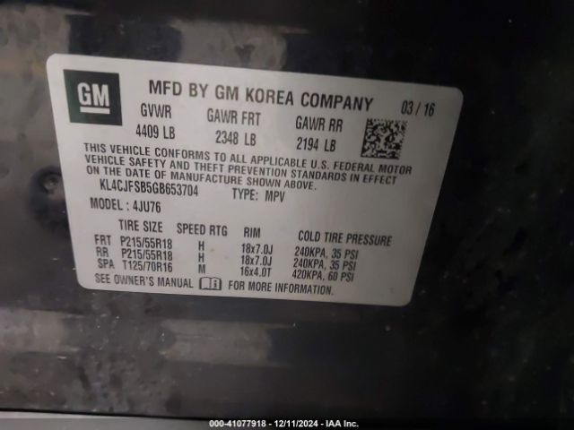 KL4CJFSB5GB653704 Buick Encore Convenience