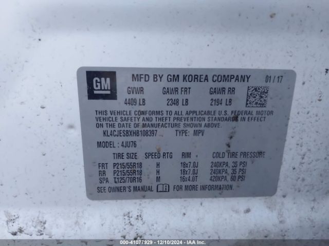 KL4CJESBXHB108397 Buick Encore Preferred