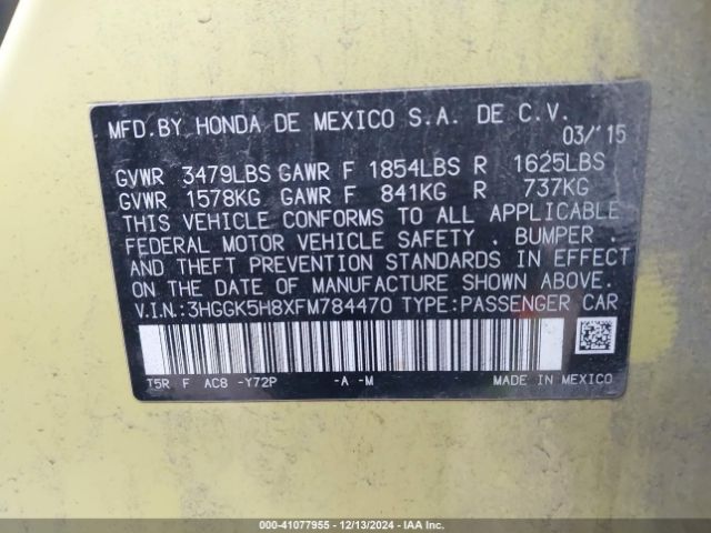 3HGGK5H8XFM784470 Honda Fit Ex/ex-l