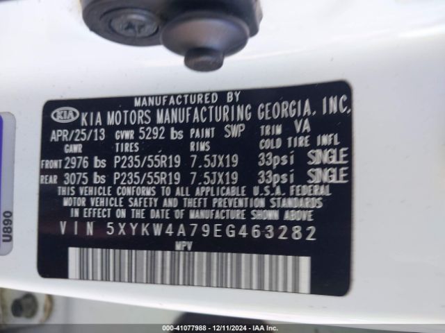 5XYKW4A79EG463282 KIA Sorento Limited V6