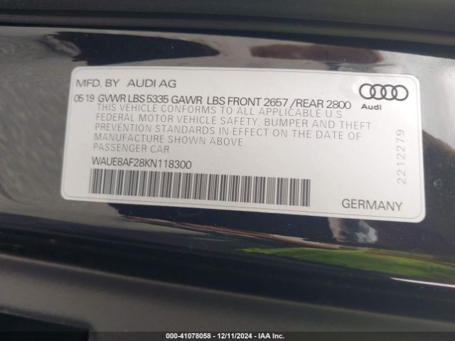 2019 AUDI A6 WAUE8AF28KN118300 Photo 8