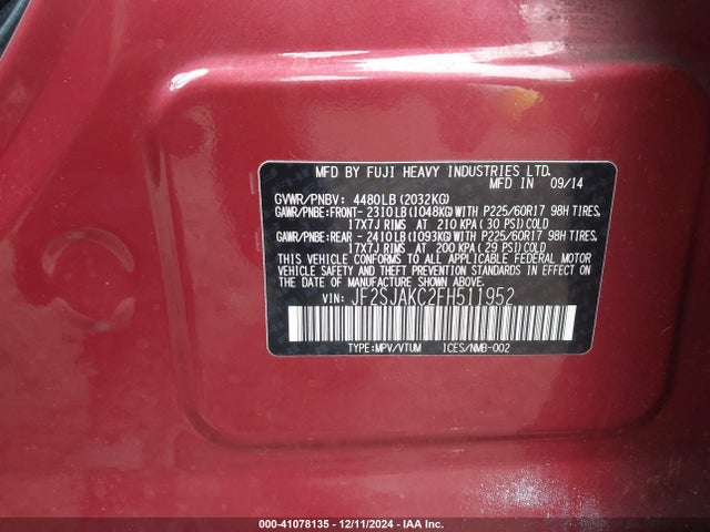 Subaru Forester 2.5i Limited 2015 JF2SJAKC2FH511952 Image 9