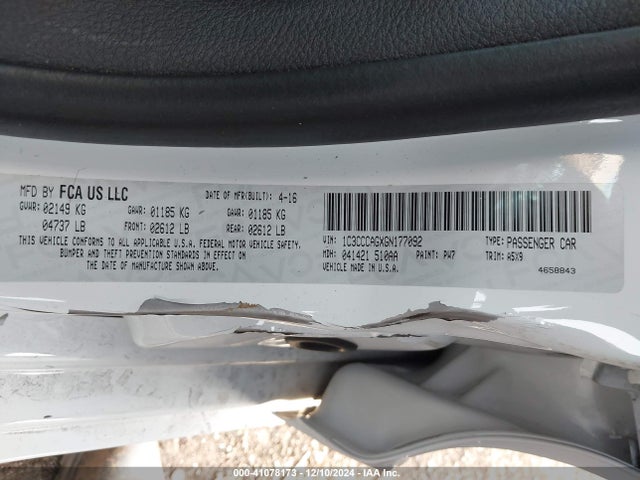 Chrysler 200 Limited 2016 1C3CCCAGXGN177092 Image 9