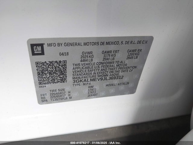 3GKALMEV9JL369312 GMC Terrain Sle