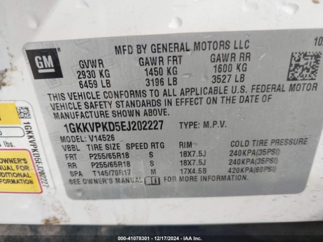 1GKKVPKD5EJ202227 GMC Acadia Sle-2