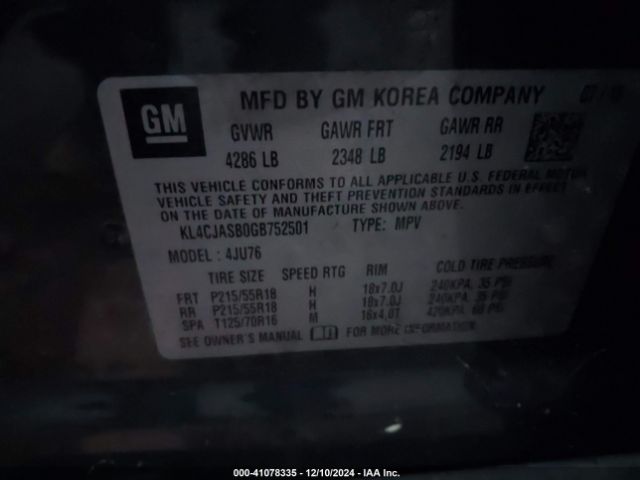 KL4CJASB0GB752501 Buick Encore