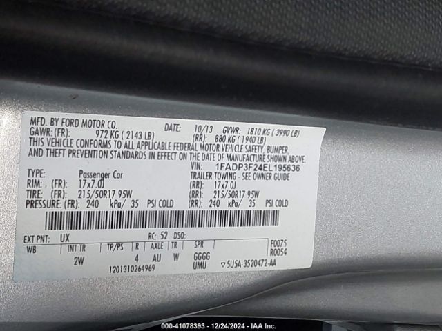 1FADP3F24EL195636 Ford FOCUS SE