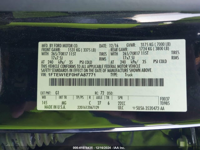 Ford F-150 Xlt 2017 1FTEW1EF0HFA87771 Image 9