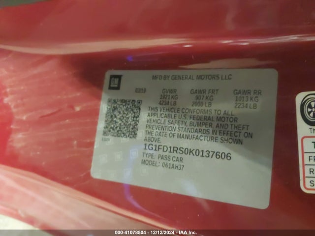 Chevrolet Camaro 3lt 2019 1G1FD1RS0K0137606 Image 9