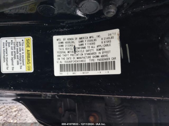 2012 ACURA TL 19UUA8F24CA004932 Photo 8