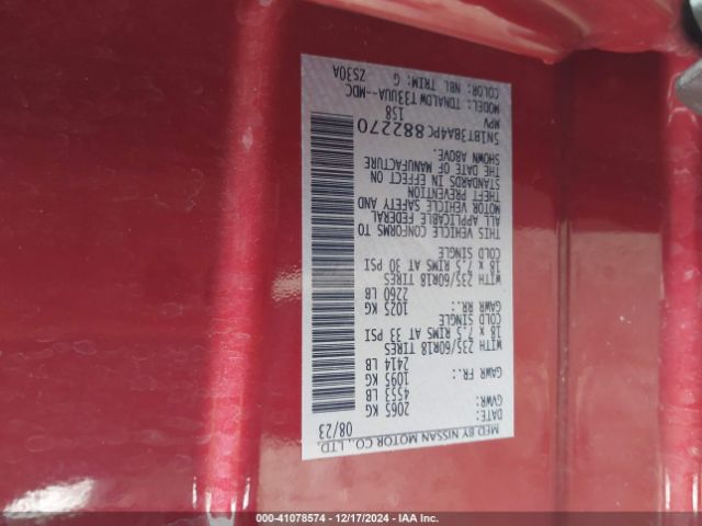 5N1BT3BA4PC882270 Nissan Rogue Sv Fwd