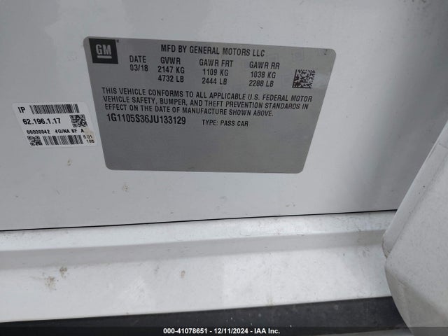 1G1105S36JU133129 Chevrolet IMPALA 1LT