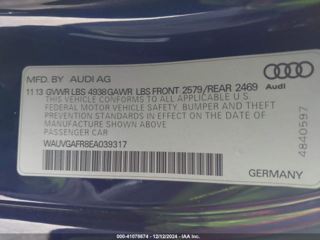 WAUVGAFR8EA039317 Audi S5 3.0t Premium Plus
