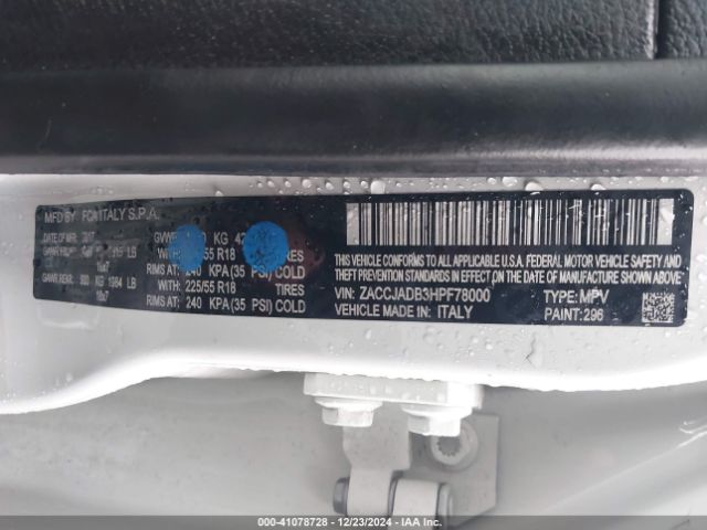 ZACCJADB3HPF78000 Jeep Renegade Limited Fwd