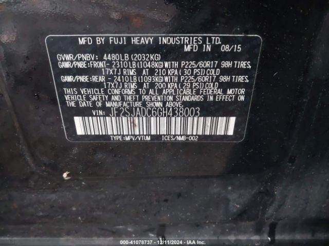 JF2SJADC6GH438003 Subaru Forester 2.5i Premium