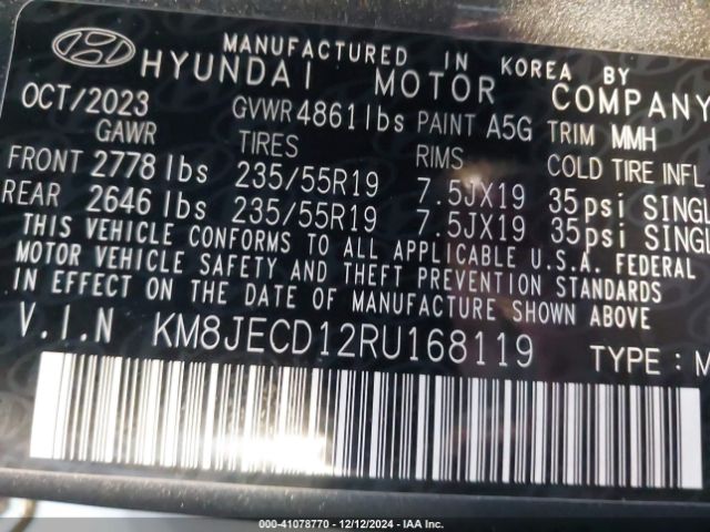 KM8JECD12RU168119 Hyundai Tucson Hybrid Limited