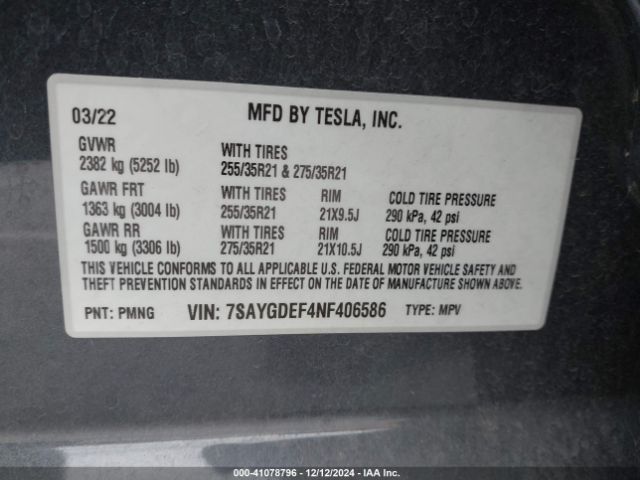 7SAYGDEF4NF406586 Tesla Model Y Performance Dual Motor All-wheel Drive