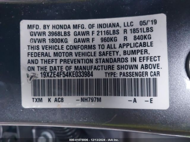 19XZE4F54KE033984 Honda INSIGHT EX