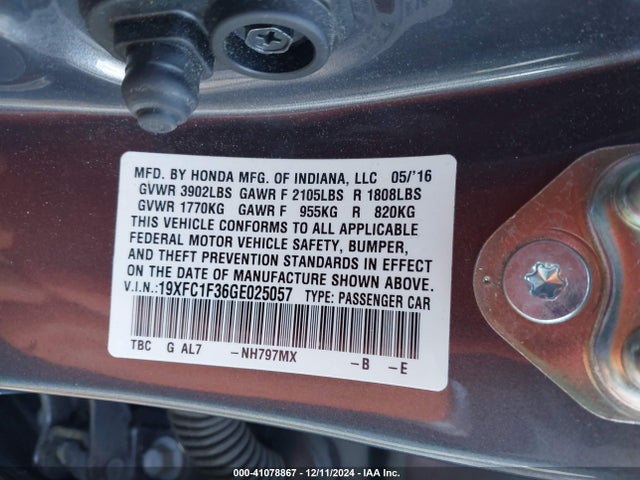 Honda Civic Ex-t 2016 19XFC1F36GE025057 Image 9