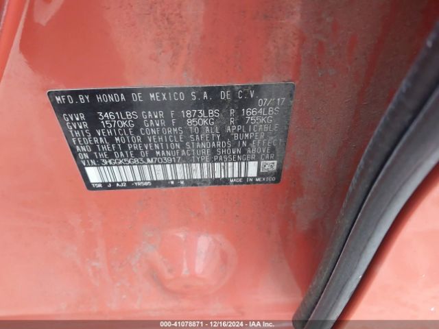 3HGGK5G83JM703917 Honda FIT EX