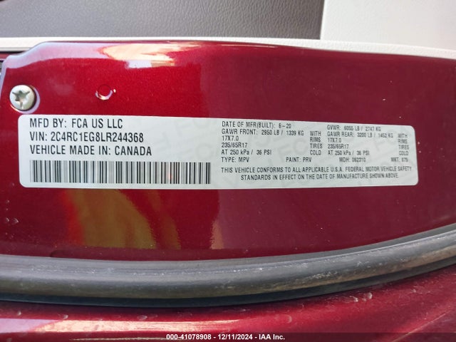 2C4RC1EG8LR244368 Chrysler Pacifica Touring L Plus