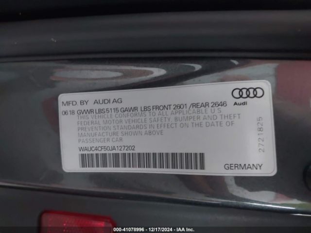 2018 AUDI S5 WAUC4CF50JA127202 Photo 8