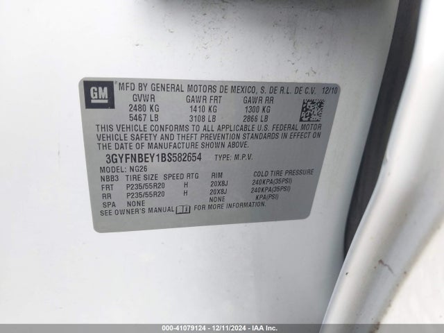 2011 CADILLAC SRX 3GYFNBEY1BS582654 Photo 8