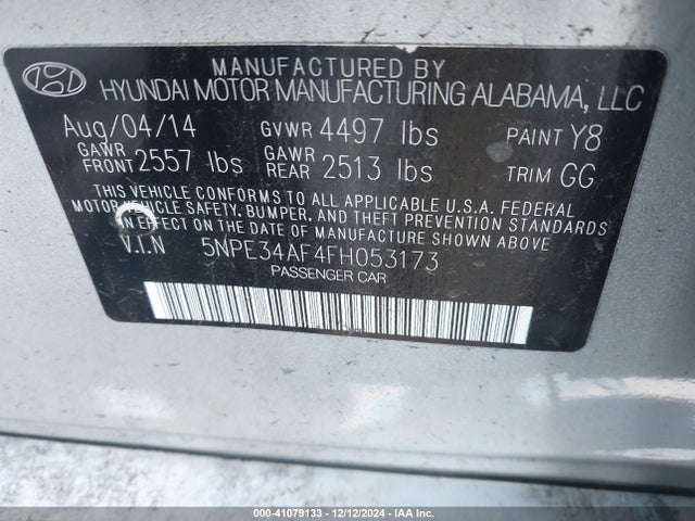 5NPE34AF4FH053173 Hyundai Sonata Sport