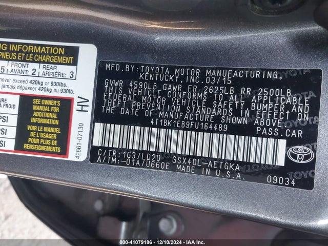 4T1BK1EB9FU164489 Toyota AVALON XLE