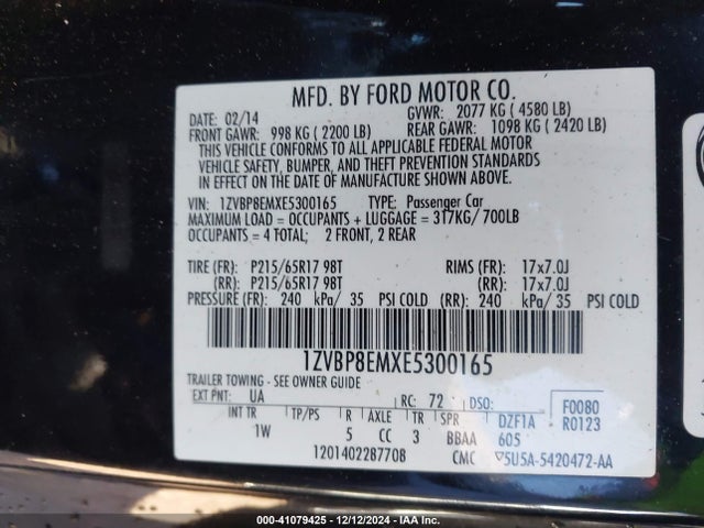 Ford Mustang V6 2014 1ZVBP8EMXE5300165 Image 9
