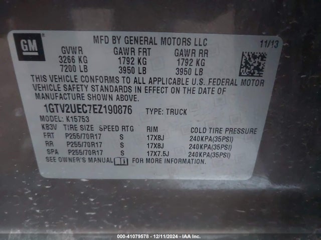 1GTV2UEC7EZ190876 GMC Sierra 1500 Sle