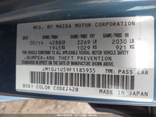 JM1GJ1U59F1185935 Mazda Mazda6 I Sport