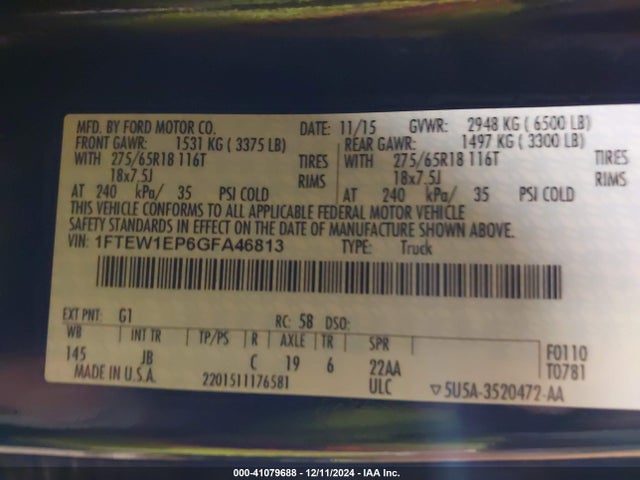 Ford F-150 Xlt 2016 1FTEW1EP6GFA46813 Image 9