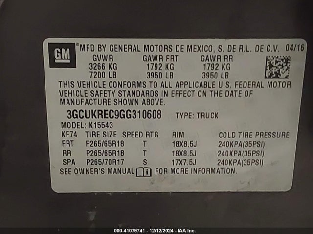 Chevrolet Silverado 1500 2lt 2016 3GCUKREC9GG310608 Image 9