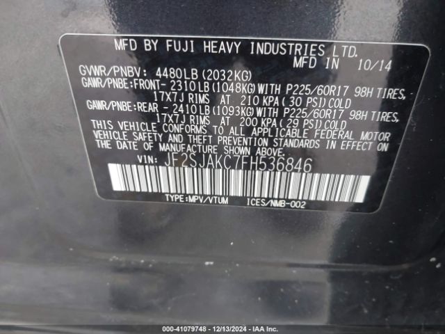 JF2SJAKC7FH536846 Subaru Forester 2.5i Limited