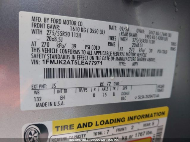 1FMJK2AT5LEA77971 Ford Expedition Limited Max
