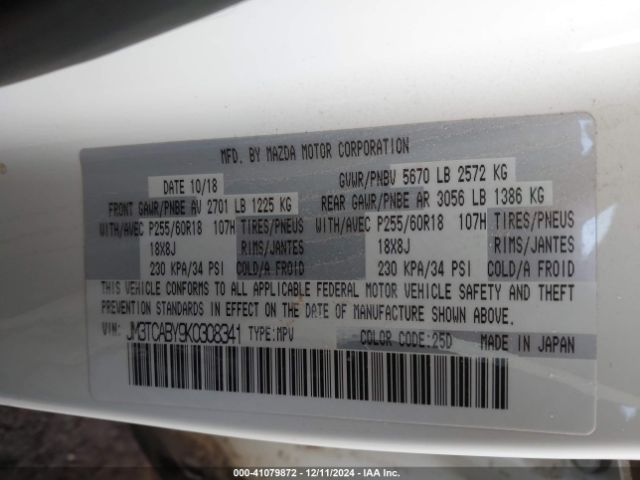 JM3TCABY9K0308341 Mazda CX-9 SPORT