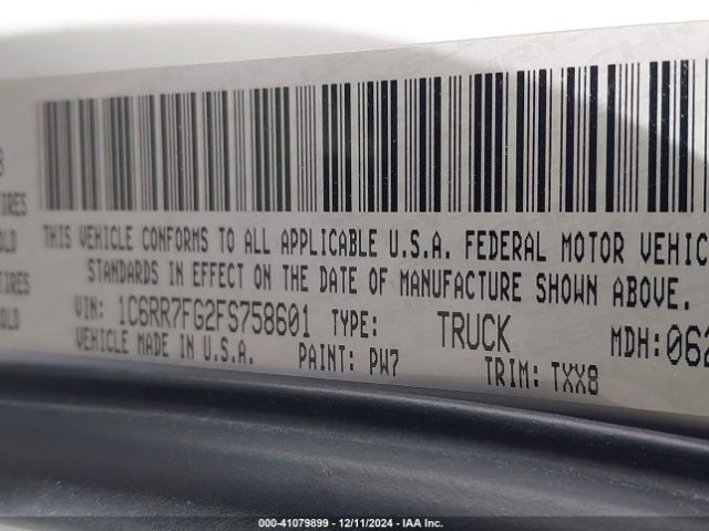 1C6RR7FG2FS758601 RAM 1500 Tradesman