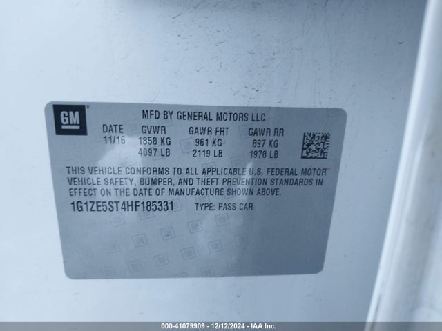 Chevrolet MALIBU 1LT 2017 1G1ZE5ST4HF185331 Image 9