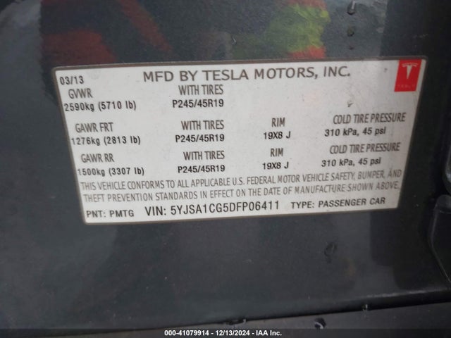 2013 TESLA MODEL S 5YJSA1CG5DFP06411 Photo 8