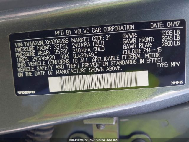 YV4A22NLXH1008266 Volvo V90 Cross Country T6