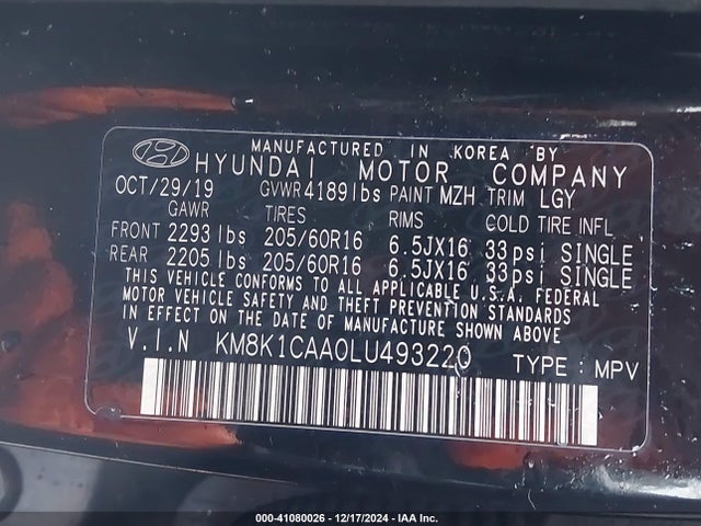Hyundai Kona Se 2020 KM8K1CAA0LU493220 Image 9